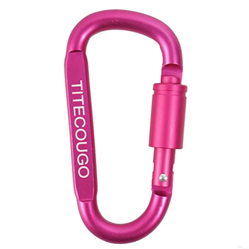 Carabiner Keychain,Hook Clip Aluminum D-ring Locking Flat D-Shape Lock Snap Backpack Water Bottle Climbing Gear Accessories EDC Camping Tent Multi Function Tool Multiple Colors Rose Red SG30