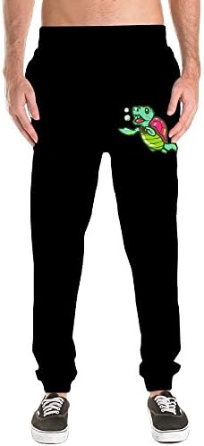 Lovely Turtle Men's Basic Cotton Sweatpants Sport Pants Fitted Bottom Elastic Waist