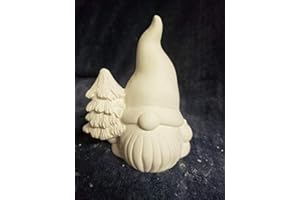 CREATIVE KREATIONS CERAMICS Gnome with Tree 6" Ceramic Bisque, Ready to Paint
