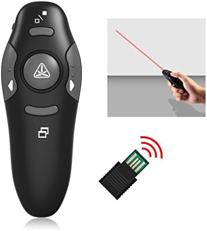 Wireless Presenter, YINXIN RF 2.4GHz Remote Presentation Laser Pointer USB Control PowerPoint PPT Clicker - Black