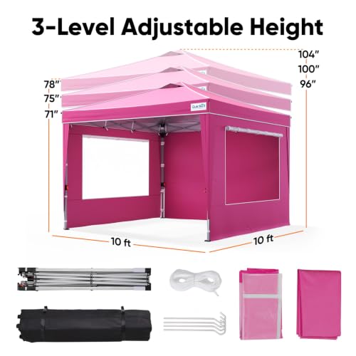 Quictent 10x10 Pop Up Canopy Tent with 4 Detachable Sidewalls & Windows | Fast One-Person Setup image 26