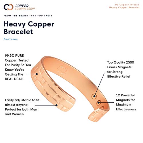Copper Compression Heavyweight Copper Bracelet for Arthritis 99.9
