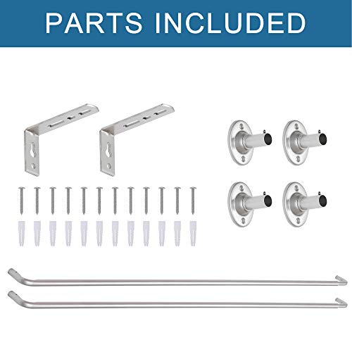 H.VERSAILTEX Room Darkening Wrap Curtain Rods Nickel - 2 Pack - Wrap Around Design, Ideal for Blackout Curtains, Adjustable Length, 5/8 Inch Diameter, Nickel