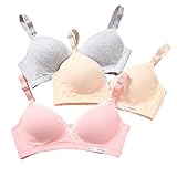 kapoki Women's Nursing Bra Lace Edge Cotton Seamless Maternal Postpartum No Rims 2 Breastfeeding Systems Bras, 3pcs/Pack Skin Pink Grey, Label 38 / US M