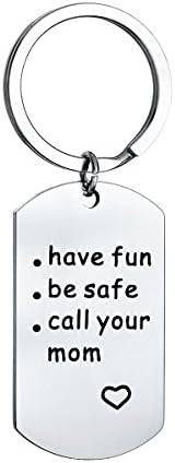 Stainless Steel Keychain Keyring Keyhook Have Fun Be Safe Call Your Mom Daughter Son Tag Jewlery Charms Gift