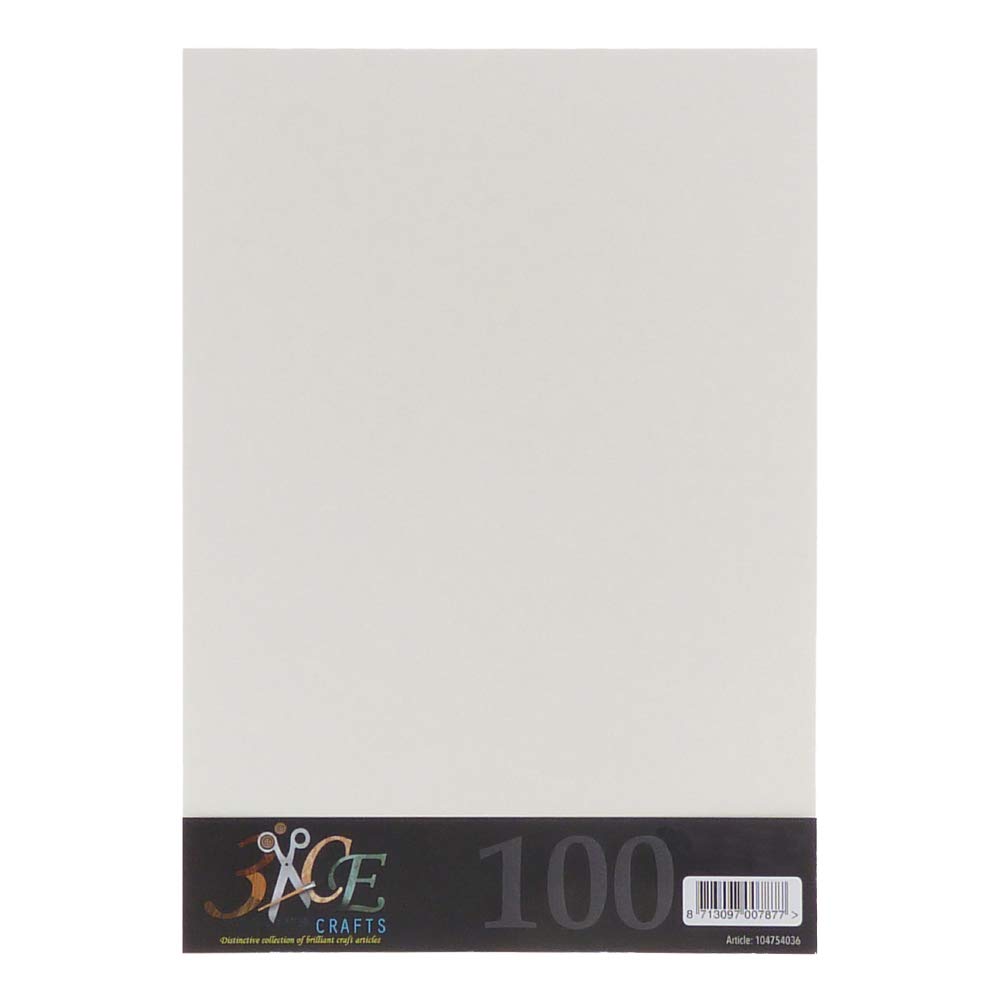 3 Ace Crafts Off White Blank Sheets - Suitable for Inkjets and Laser Printers Making for Wedding Invitations and Crafts - A4 Sheets 120gsm Pack of 100
