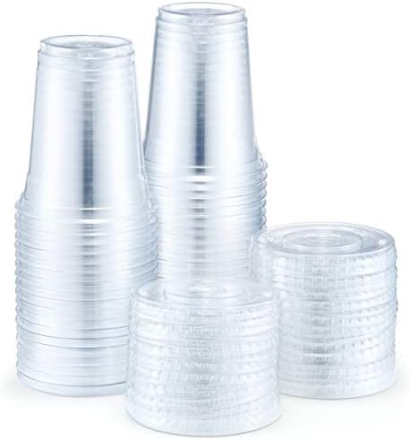 Eupako 12 oz Plastic Cups with Lids 100 Sets Clear Disposable Plastic Party  Cups with Flat Lids to Go, Cold Drink Cups, Smoothie Cups, Milkshake Cups  price in UAE | Amazon UAE | kanbkam