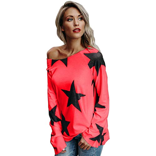 Dressin Women's Girl Strapless Star Sweatshirt Long Sleeve Crop Jumper Pullover Tops
