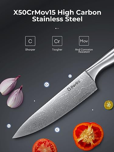 D.Perlla Kitchen Knives, 15 Set Professional Kitchen Knives Set, Stainless Steel Super Sharp Kitchen Knives Set, Knife Block A uto Sharpening