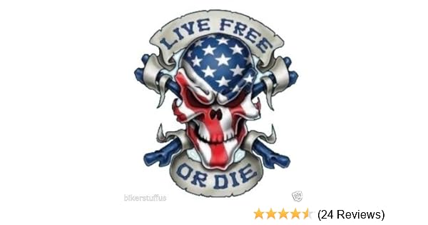 Amazon Com Mfx Design Live Free Or Die Skull With Amercian Flag Sticker Decal Vinyl Made In Usa 3 75 In X 3 25 In Automotive