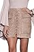 PROGRACE Winter Beige High Waist Faux Suede Bodycon Mini Skirt for Women S