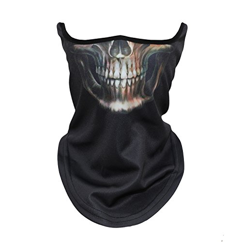 JIUSY Skull Skeleton 3D Prints Ghost Neck Gaiter Warmer Face Mask Windproof Dust UV Sun Protection Scarf Half Face Mask for Skiing Fishing Cycling Motorcycling Outdoor Halloween Party