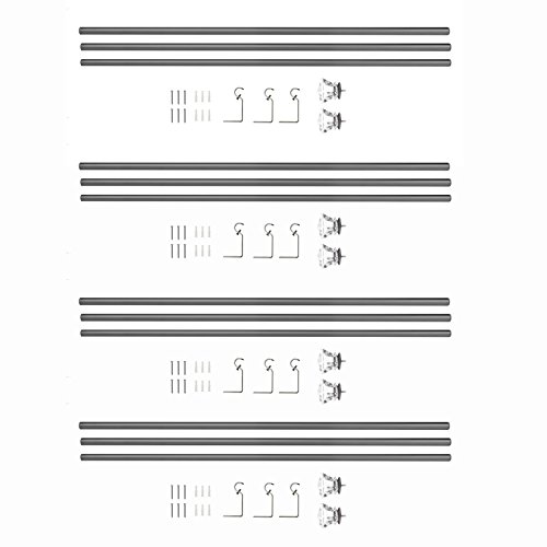 Value Pack of Sheffield Home, AMG, and Enchante Accessories, Diamond Curtain Rod, 42 to 120-Inch, 4 Pack, Pewter