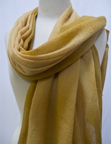 Ombre Tie Dye Lightweight Wool Shawl Scarf Stole Wrap Gold Amber