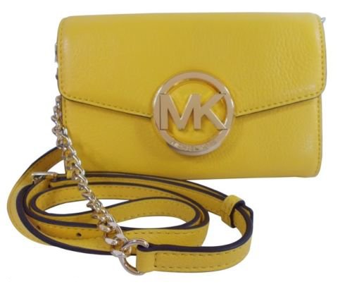 Kors Hudson Citrus Yellow Leather Large Phone Cross-body & Clutch Michael