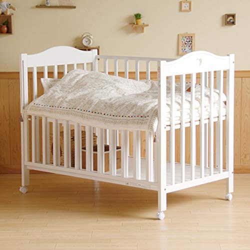 ベビーベッド「プロヴァンス」 日本製 ベビーベッド ベッドフレームのみ キャスター付き ホワイト ハイタイプ 木製 かわいい 可愛い 国産 ベビーベット リビング ベビー ベッド 高さ 調整 コンパクト 赤ちゃんベッド 床板 ベビーベッドコンパクト 石崎家具商品画像