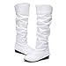 Blivener Women's Casual Knee High Riding Boots Pull on White US 10