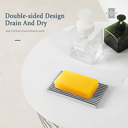 Okotxs Silicone Soap Dishes for Bathroom,Drainable Soap Dishes Soap Dish Pad for Shower,Bar Soap Holder for Shower/Bathroom, Durable Silicone Soap Dish Tray to Keep Soap Dry Clean (Gray)