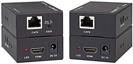 Sufi World ® HDMI Extender/Extension RX Receiver TX Transmitter HDMI Repeater,Connector,Convertor Dual RJ45 CAT5e CAT6 LAN Ethernet Network Cable Upto 60M for HDTV Projector DVD PS3 (60 Meter)