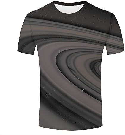 3D Graphic Printing Men T Shirts Planetary Ring Rotate Stripe Casual Novelty Tees Round Neck T-Shirts XL