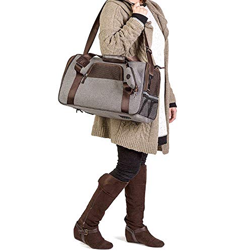 SCM-Pets-Fluggesellschaft-zugelassen-weichen-Faltbox-Hand-tragen-tragbar-Tasche-Home-fr-kleine-Hunde-Katzen-und-Welpen-Multi-Grey-44-x-25-x-28-cm