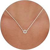 GUOKE Silver Necklace for Women, 14K White Gold Plated Dainty Infinity Bead Star of David Starfish Sun Hummingbird Butterfly Flower Palm Tree Plane Sunflower Pendant Necklaces Simple Jewelry