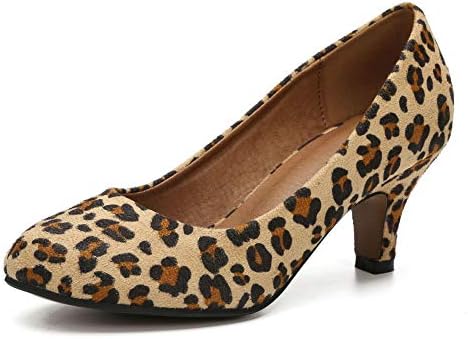 leopard low heel pumps