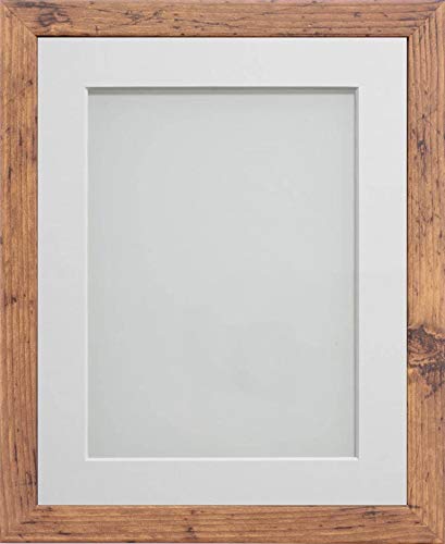 Frame Company Allington Rustic Photo Frame with White Mount, 12x10 for 6x4 inch, fitted with perspex