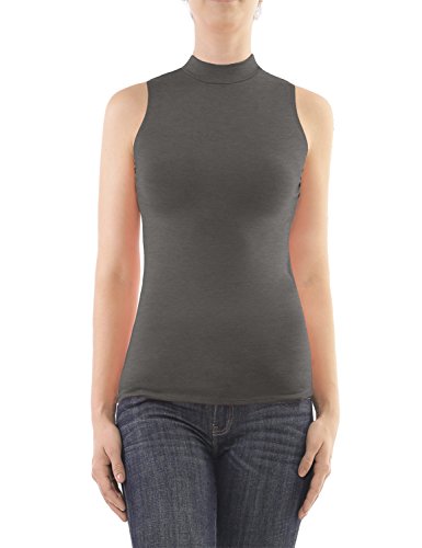 AIMA Women's Mock Neck Sleeveless Top Charcoal XX-Large