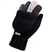 WARMEN Men's Wool Knitted Convertible Winter Fingerless Driving Gloves Mitten with Fold Back Pocket (One Size, Black (2016 New Version))