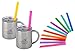 Housavvy Duck Stainless Steel Kids Cups with Lids and Straws, 2 PACK of 7.5 OZ