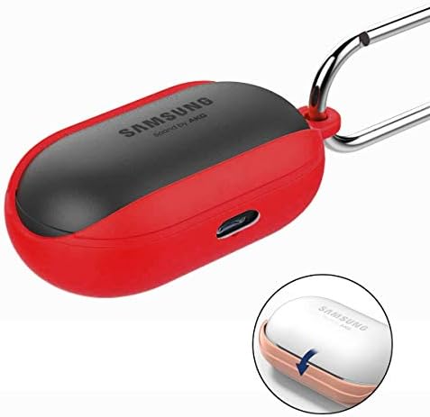 Silicone Case Bean for Galaxy Buds Wireless 2019, Soft and Flexible, Scratch/Shock Resistant Silicone Case for Samsung Galaxy Buds, with Carabiner and Keychain (Red)