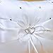 Remedios Ivory Satin Double Hearts Decoration Wedding Ring Bearer Pillow, Ivory 7.5