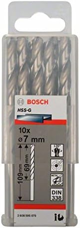 Bosch 10x PRO Metal HSS-G Twist Drill Bit Standard Length (for Non-ferrous metals, Steel, diameter 7,00 mm