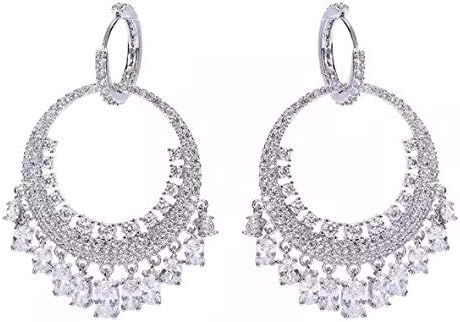 Naritva Cubic Zircon Big Round Ethnic Dangling Drop Earrings