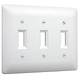 TayMac 4440W Paintable Triple Toggle Light Switch Wall Plate Cover, White, 3-Gang