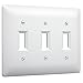 TayMac 4440W Paintable Triple Toggle Light Switch Wall Plate Cover, White, 3-Gang