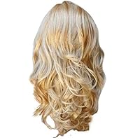 Akabsh_beauty Light Blonde Big Wavy Curly Wigs,Women Long Heat Resistant Fiber Hairpiece,Costume Dancing Party Toupee