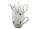 Gracie China Butterfly 3-Piece Porcelain Tea For One Set, 9-Ounce Teapot Stacked