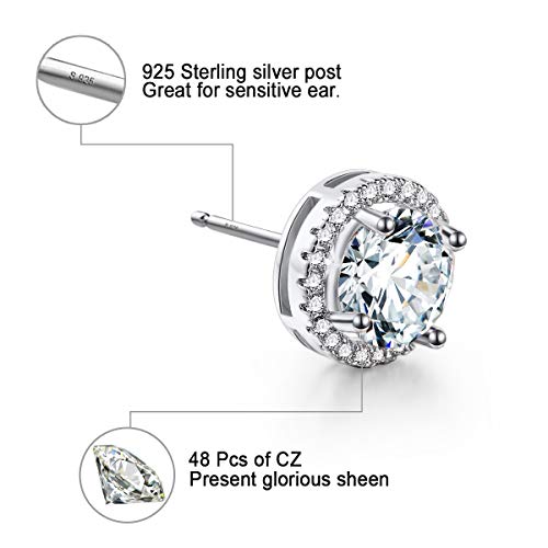 18K Platinum-Plated Cluster Round Cut Stud Earrings (1.66cttw)