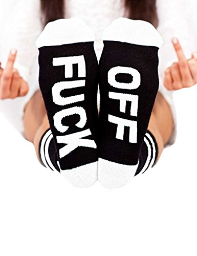 Helury Socks Funny Socks Fuck Off Cotton Socks Half Crew Unisex Printed Socks