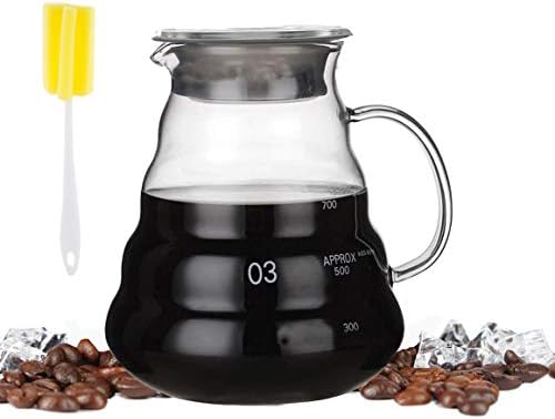 Glass Range Coffee Server Hand Drip Coffee Tea Server Pot Pour Over Tea Server Pot Glass Carafe and 800ml/28oz Clear by SOPRETY