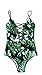 Sondiborn Swimwear Women's One Piece Criss Cross Front Swimsuit Solid Color Floral Print Monokini (L, Print in Green)