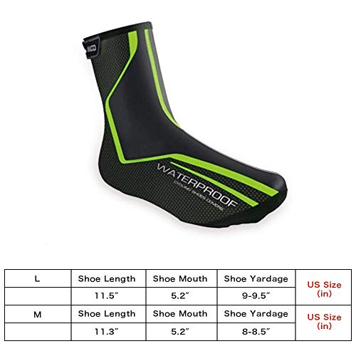 Men's Cycling Shoes Covers,Winter Lightweight Waterproof Windproof Warmer Mountain Road Bike Cover Shoes for Outdoor Sports (Green, L)