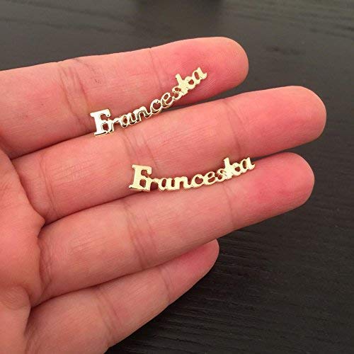 Name Earrings, name plate earrings, name jewelry, gold name