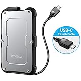 ineo 2.5" USB 3.1 Gen2 Type C Rugged Waterproof Shockproof External Hard Drive Enclosure for 2.5 inch 9.5mm &amp; 7mm SATA HDD SSD (USB 3.1 Gen 2 Type C) [C2580c]