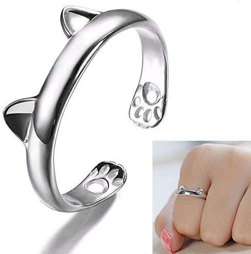 Sixlus Plated Rings Cute cat ears open ring opening ring