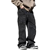 Gothic Cargo Jeans voor Vrouwen Wijde Pijpen Punk Grunge Baggy Tripp Broek Goth Esthetische E-Girl Y2k Emo Alt Harajuku Streetwear(B,Small