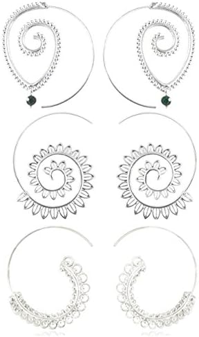 Vintage Bohemian Spiral Hoop Earrings Set For Women 1 - 3 Pairs/Set