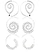 Tuccpai 3 PairsVintage Bohemian Spiral Hoop Earrings Set For Women Set (Silver tone)
